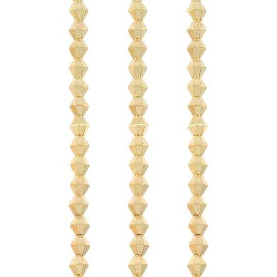 Gold Metal Faceted Bicone Beads, 4mm by Bead Landing&#x2122;